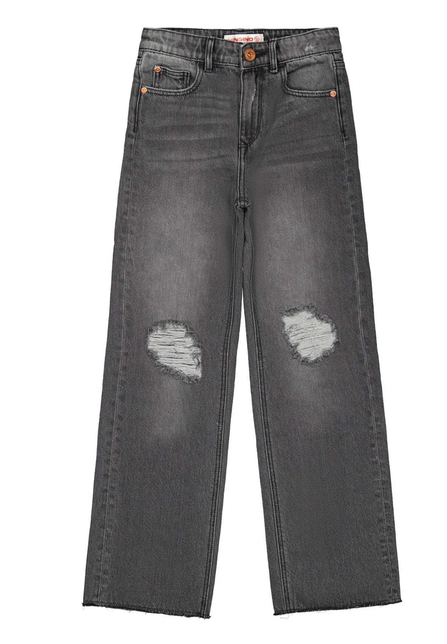 Vingino Cato Destroy- Flared Jeans - Black Vintage 4 Vingino Cato Destroy- Flared Jeans - Black Vintage - Afbeelding 4