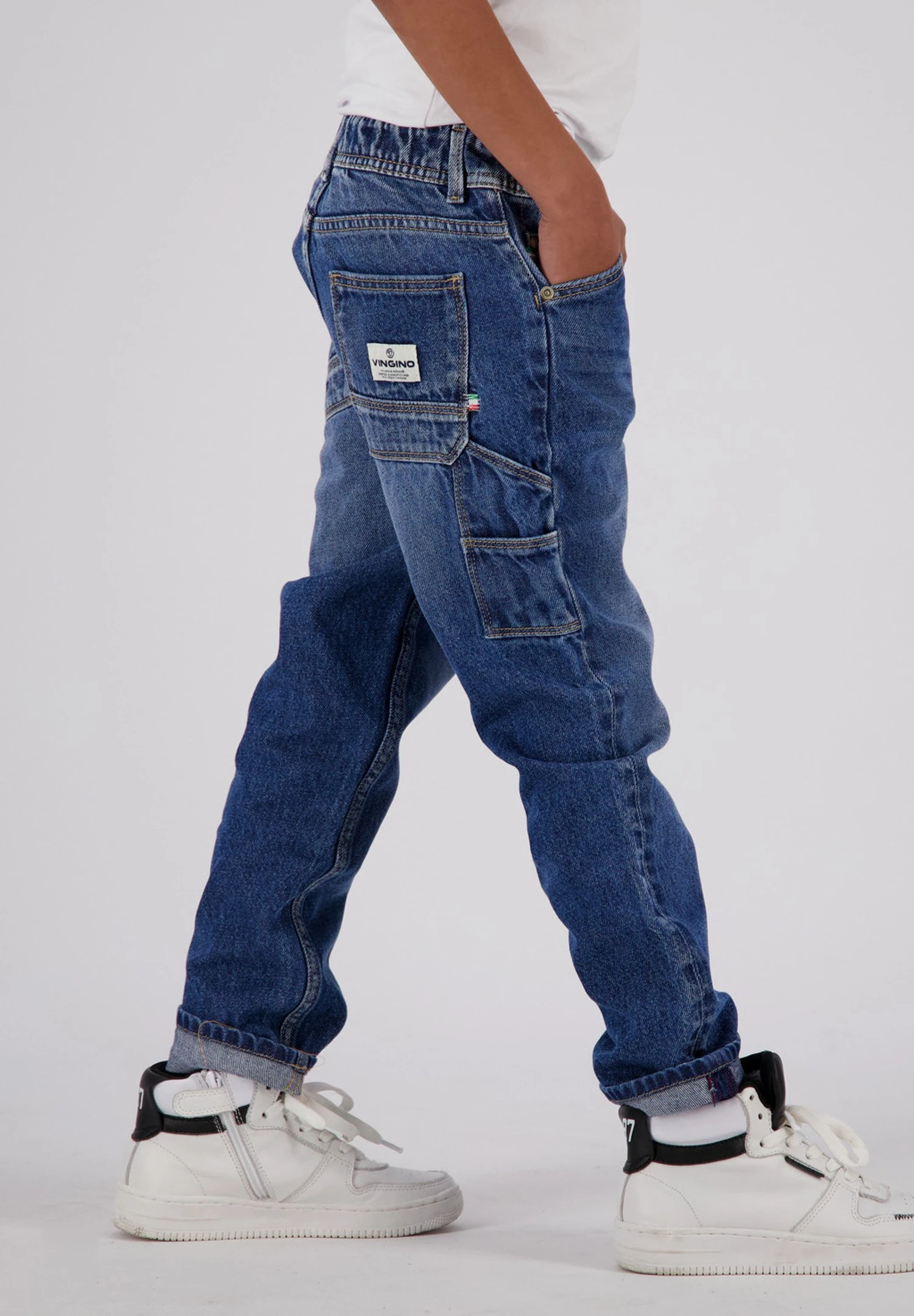 Vingino Peppe Carpenter- Straight Leg Jeans - Blue Vintage 3 Vingino Peppe Carpenter- Straight Leg Jeans - Blue Vintage - Afbeelding 3