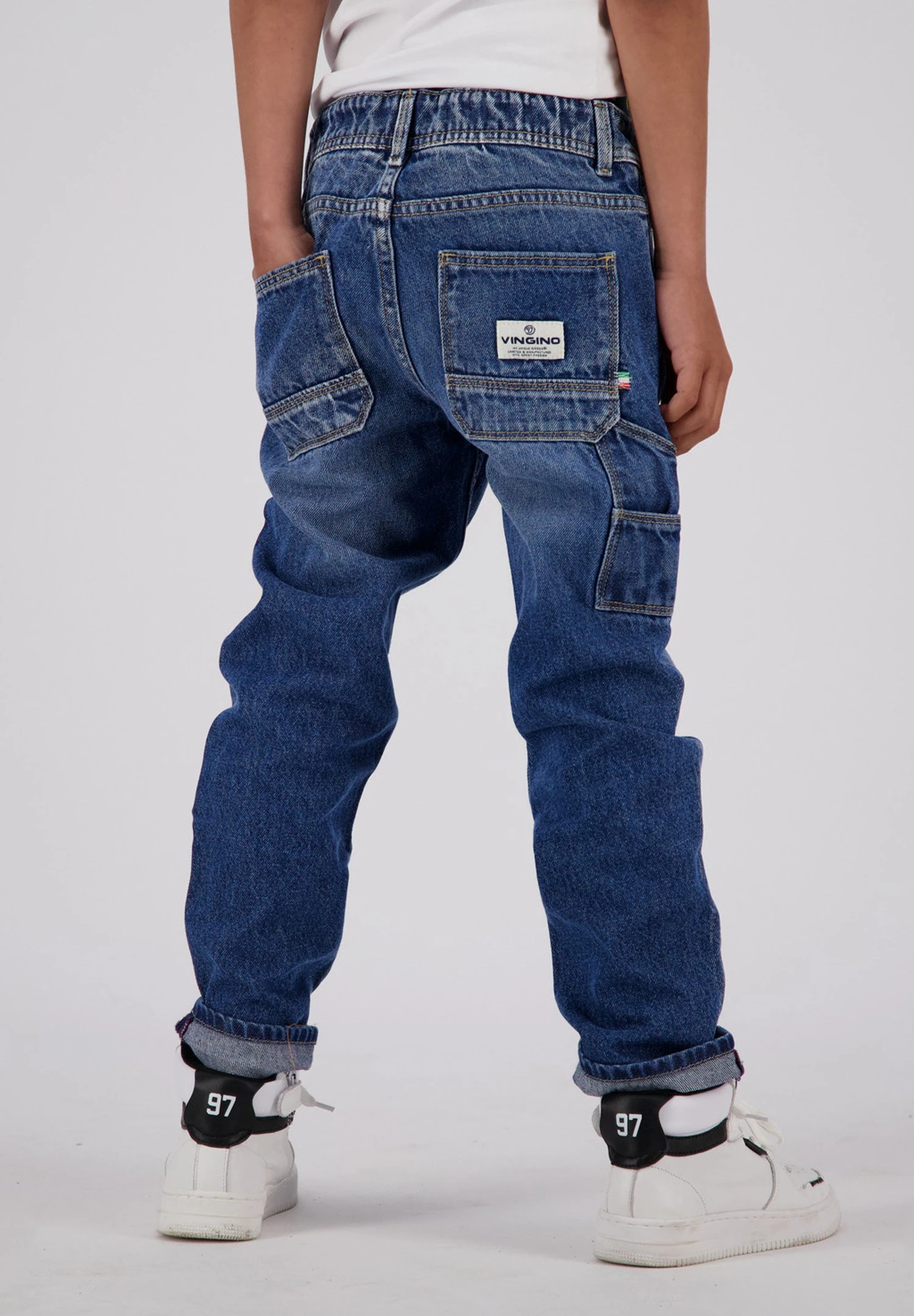 Vingino Peppe Carpenter- Straight Leg Jeans - Blue Vintage 2 Vingino Peppe Carpenter- Straight Leg Jeans - Blue Vintage - Afbeelding 2