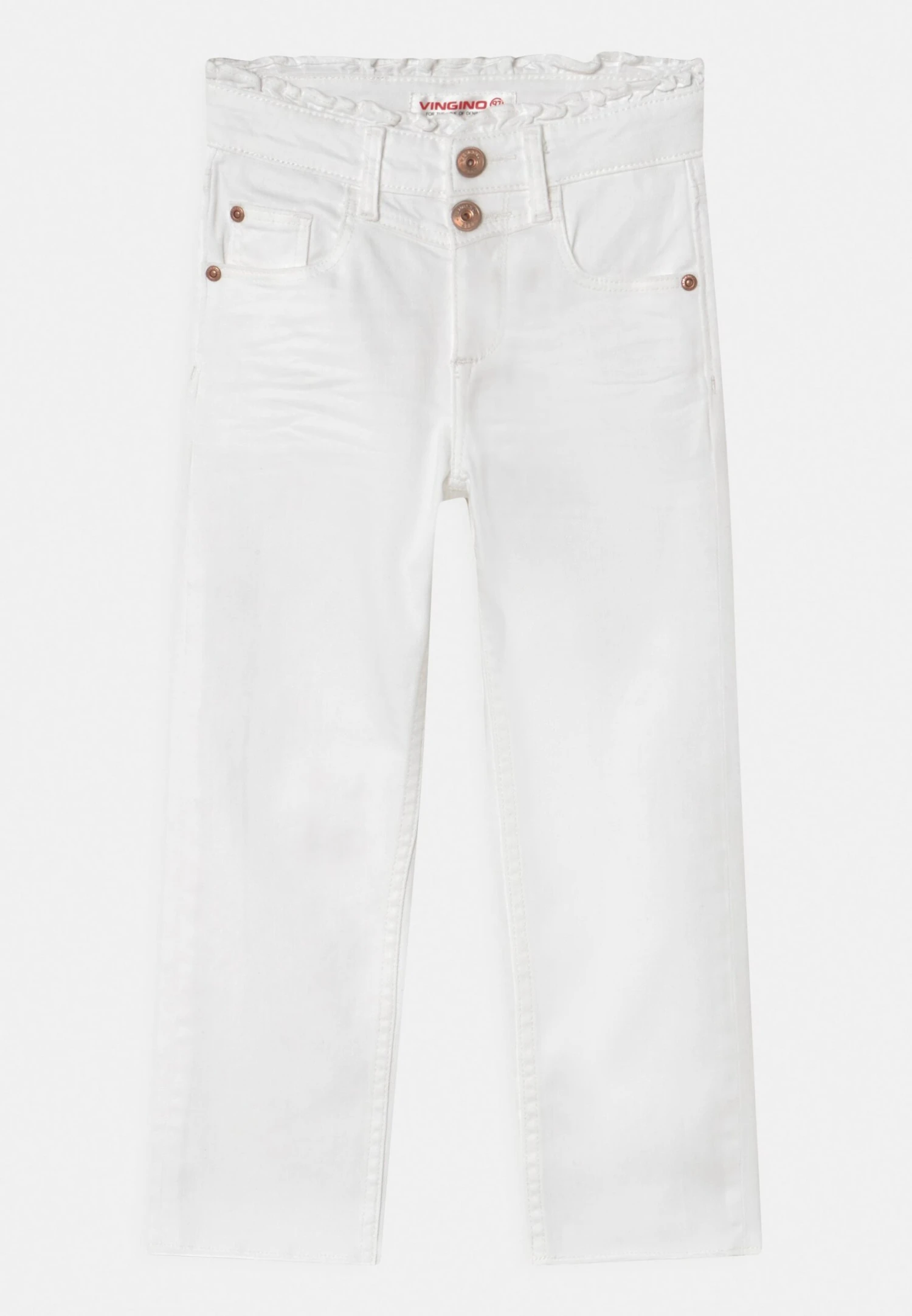 Vingino Candy Ruffle - Straight Leg Jeans - White Denim 1 Vingino Candy Ruffle - Straight Leg Jeans - White Denim