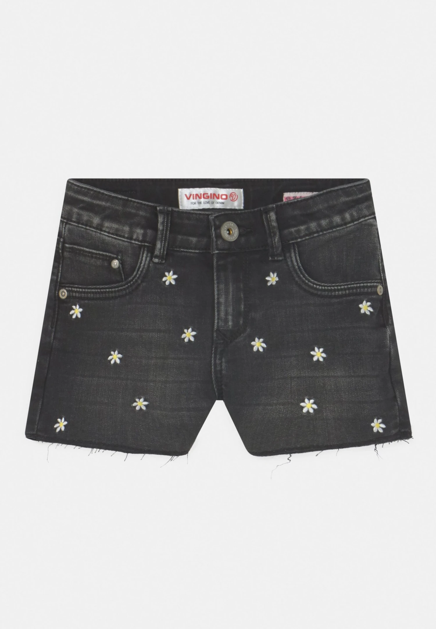 Vingino Dafina Flower - Jeansshort - Black Vintage 1 Vingino Dafina Flower - Jeansshort - Black Vintage